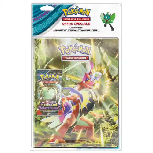Laatste Versie Pokémon Portfolio A4 1 Booster EV06 Mascarade Crépusculaire + 1 Portfolio Koraidon (EV02)