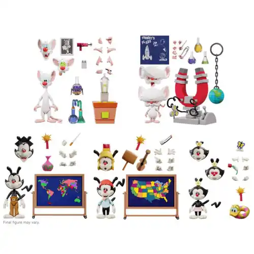 Merkproduct Lot Animaniacs Figurine Ultimates Wakko / Yakko / Dot / Brain / Pinky 18 cm – SUPER7
