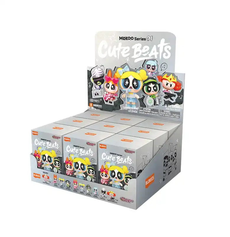 Speciale Aanbieding Display Mini-Maquettes Blokees The Powerpuff Girls / Super Nanas – Mokoo Series 01 (9 Blindbox)