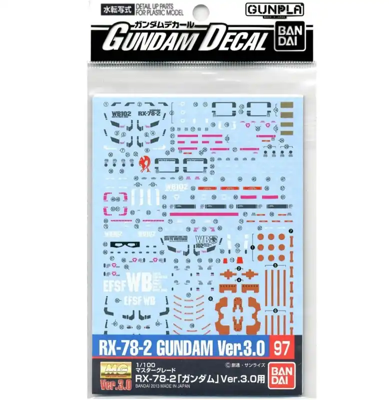 Tijdelijk Beschikbaar Pack décalcomanies Gundam Gunpla - 97 Gundam Ver 3 0 MG 1/100