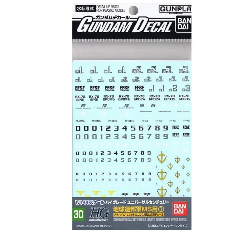 Pack décalcomanies Gundam Gunpla - 30 Multiuse for MS Earth Federation Space Force HG 1/144 Koop Online